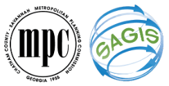 Logos for SAGIS and the Chatham County - Savannah Metropolitan Planning Commission